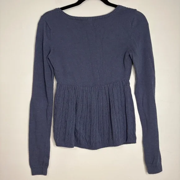 Hollister Long Sleeve Babydoll Knit Top Square Neck Women's Blue - Picture 5 of 5